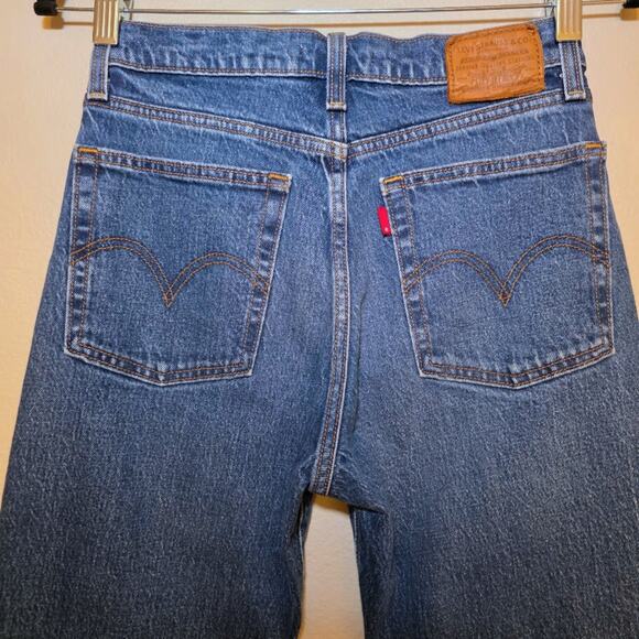 Levi's Wedgie Straight Jeans W26 L28 Medium Wash High Rise Denim Classic - Picture 5 of 9